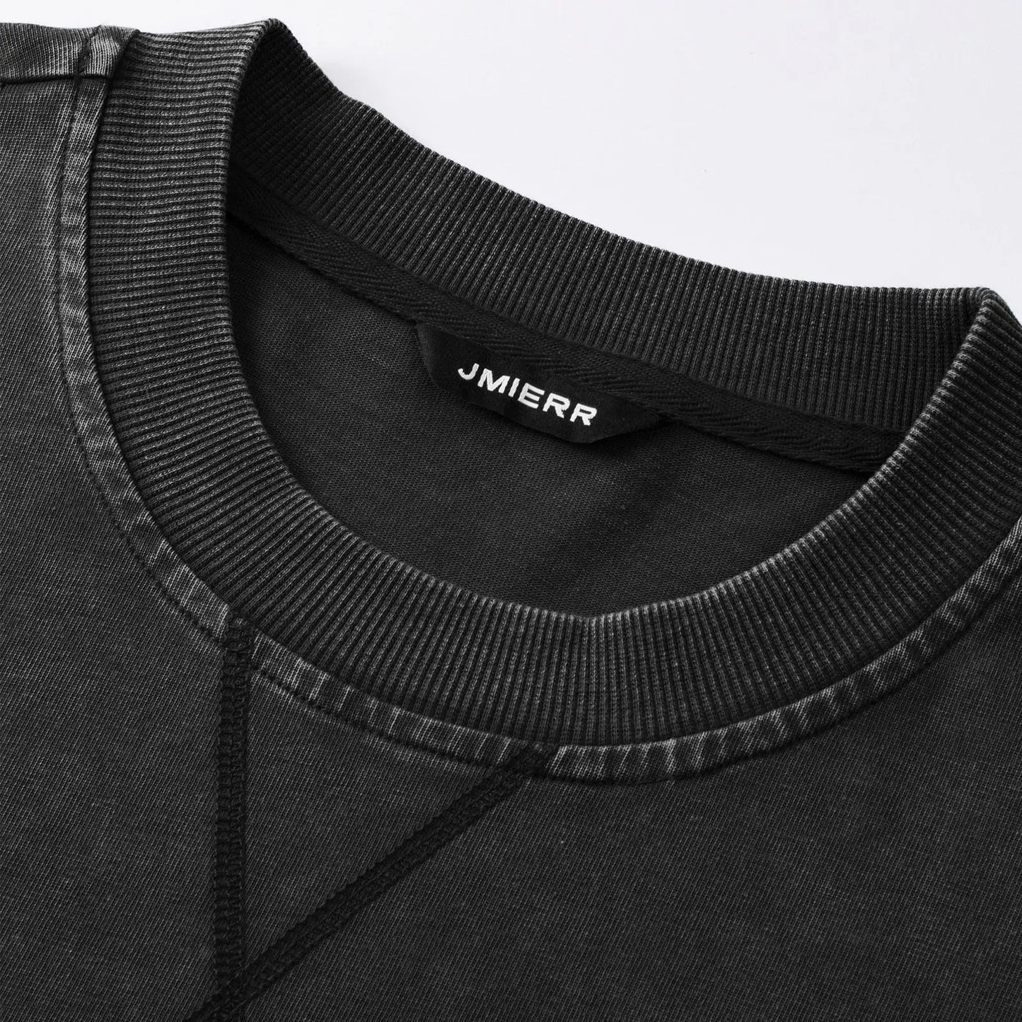JMIERR Men'S Cotton Acid Washed Long Sleeve Crewneck Pullover | 100% Cotton, Vintage Wash, Crewneck Pullover, Relaxed Fit, Straight Hem, Soft Midweight Feel, Fall Winter Casual Shirts