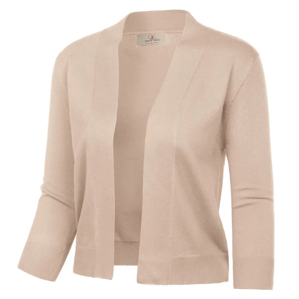 Grace Karin Women'S Fitted Knitting Cardigan, 3/4 Sleeve Cropped Open Front Sweater, Casual Lightweight Tops for Dresses,Back to School,Back to School Shopping, Cardigans