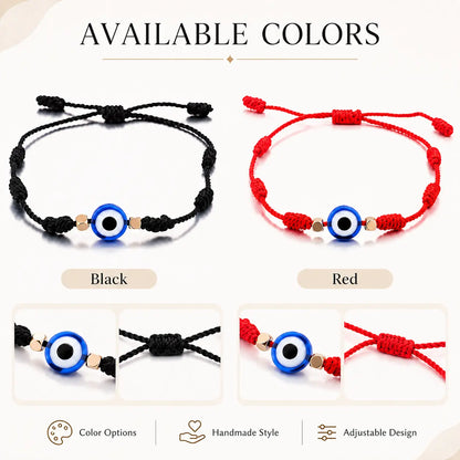 Evil Eye Bracelet for Women Men, Adjustable Lucky Protection Bracelet, Handmade Friendship String Bracelet