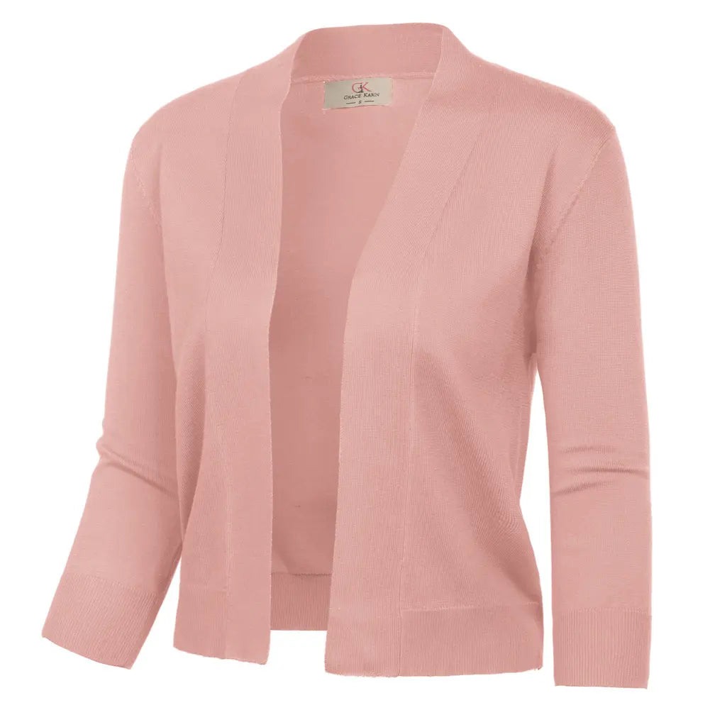 Grace Karin Women'S Fitted Knitting Cardigan, 3/4 Sleeve Cropped Open Front Sweater, Casual Lightweight Tops for Dresses,Back to School,Back to School Shopping, Cardigans