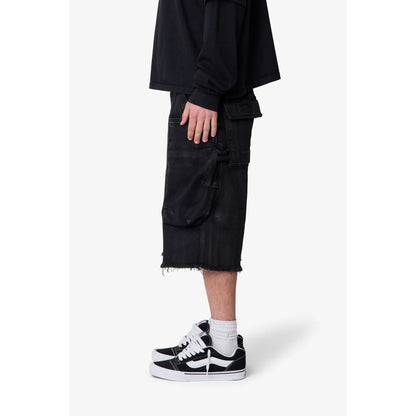 Mnml Baggy Waxed Cargo Shorts - Black