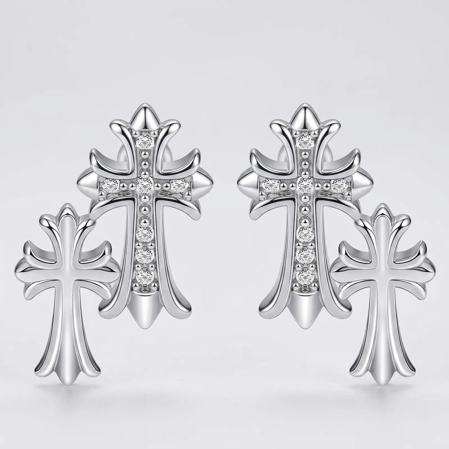 Unisex Zircon Cross Double Layer Christian Earrings, Eternity Faith Cross Drop Dangle Earrings for Mens, 14K Gold Plated Religious Hypoallergenic Earrings, Earrings Studs, Christian Charm Earrings