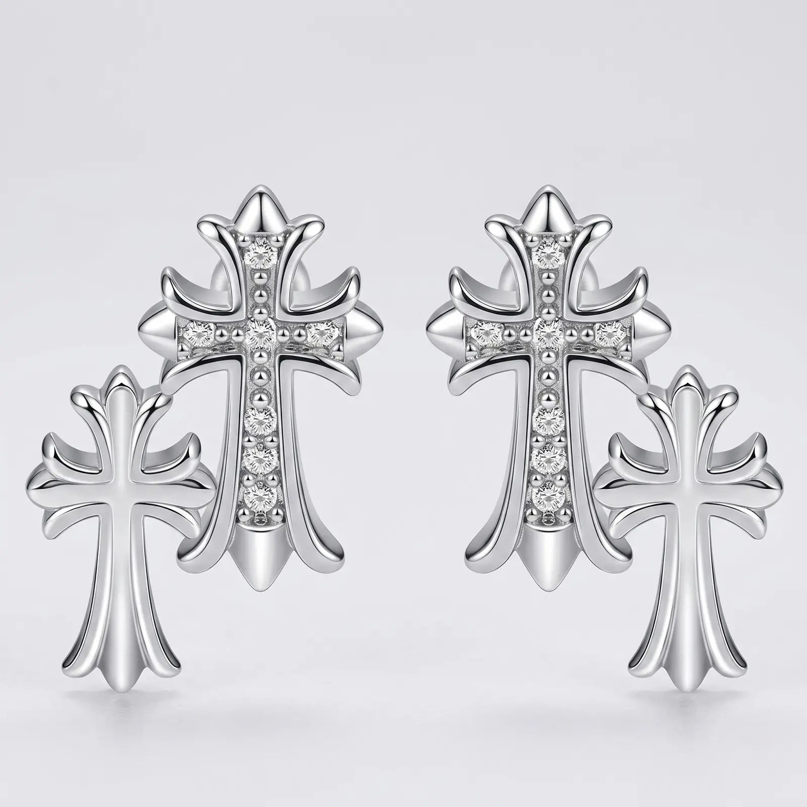 Unisex Zircon Cross Double Layer Christian Earrings, Eternity Faith Cross Drop Dangle Earrings for Mens, 14K Gold Plated Religious Hypoallergenic Earrings, Earrings Studs, Christian Charm Earrings