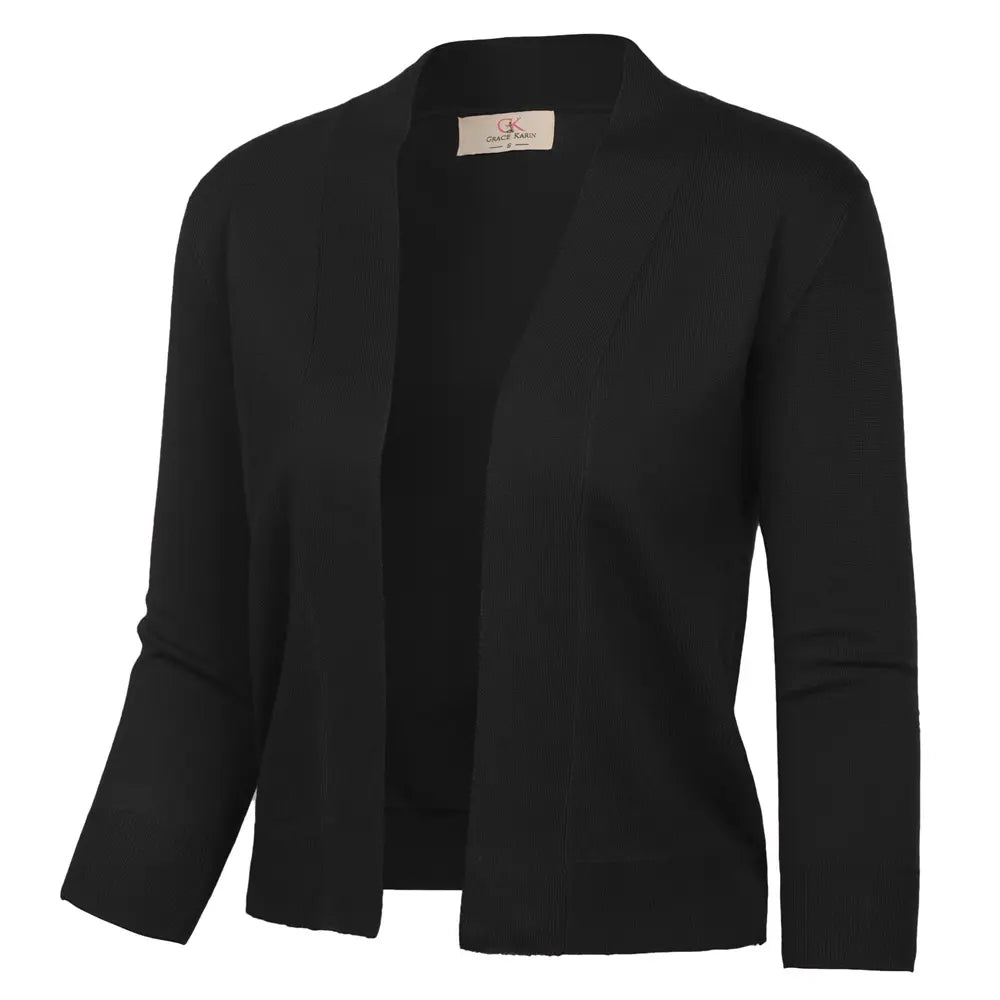 Grace Karin Women'S Fitted Knitting Cardigan, 3/4 Sleeve Cropped Open Front Sweater, Casual Lightweight Tops for Dresses,Back to School,Back to School Shopping, Cardigans