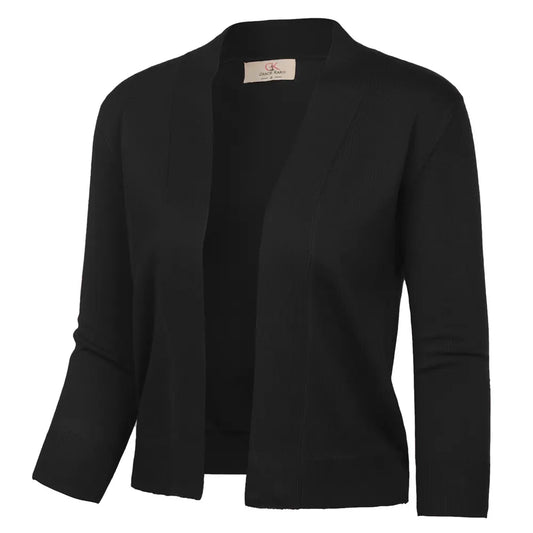 Grace Karin Women'S Fitted Knitting Cardigan, 3/4 Sleeve Cropped Open Front Sweater, Casual Lightweight Tops for Dresses,Back to School,Back to School Shopping, Cardigans
