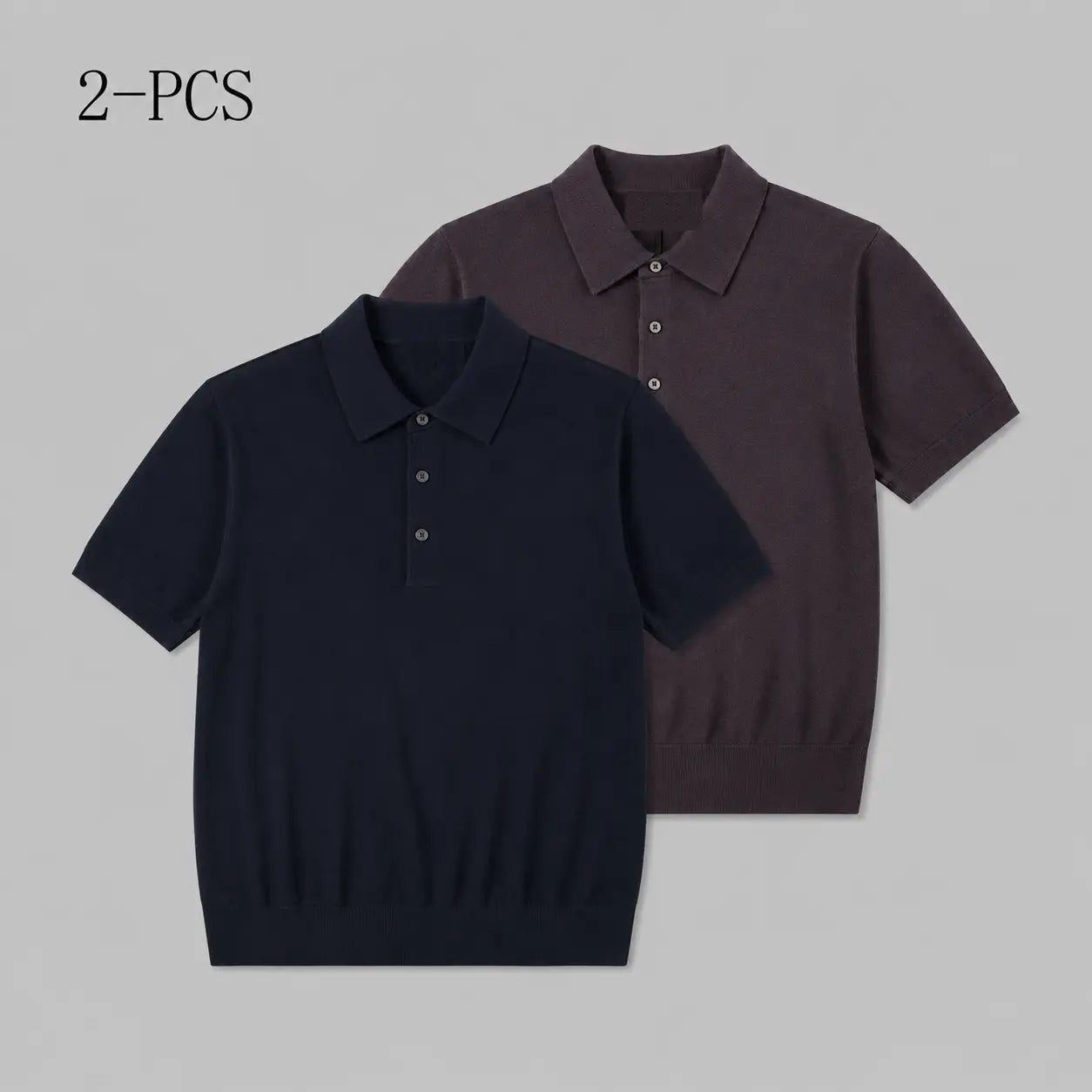 Boveme Men'S 100% Merino Wool 3-Button Polo Sweater, Menswear Tops, Quiet Luxury Style, Natural Smooth Ribbed Fabric, Machine Washable, Hem