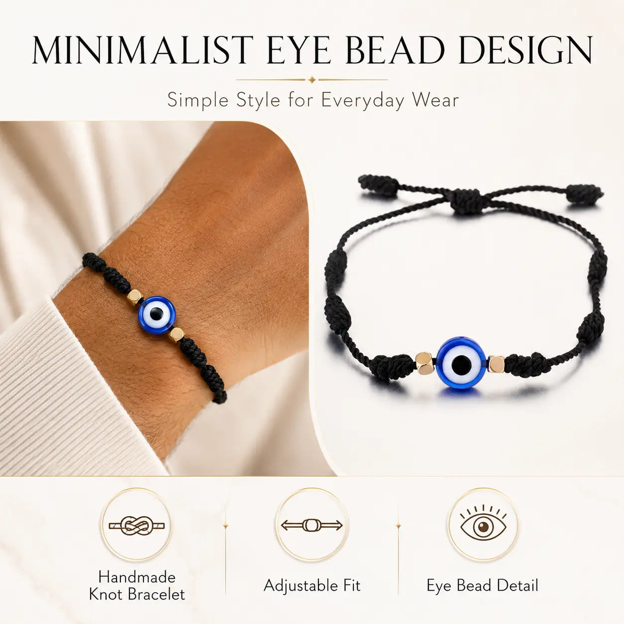 Evil Eye Bracelet for Women Men, Adjustable Lucky Protection Bracelet, Handmade Friendship String Bracelet