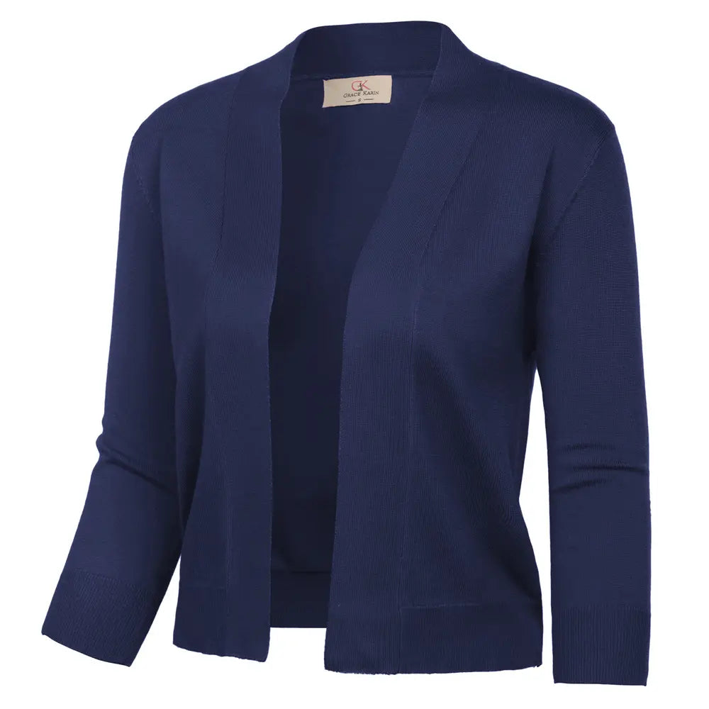 Grace Karin Women'S Fitted Knitting Cardigan, 3/4 Sleeve Cropped Open Front Sweater, Casual Lightweight Tops for Dresses,Back to School,Back to School Shopping, Cardigans