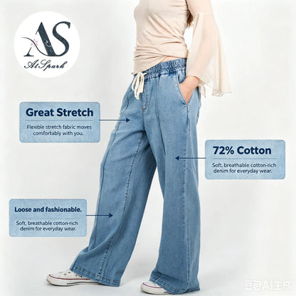 Atspark High Waist Loose Fit Jeans – from Coffee Runs to Girls’ Night, Buttery Soft Wide Leg Denim with Tummy Control, No Weird Smell, Effortless Casual Outfit for Spring & Summer #OOTD #Relaxedfit #Atspark Pants Basic Womenswear Bottom
